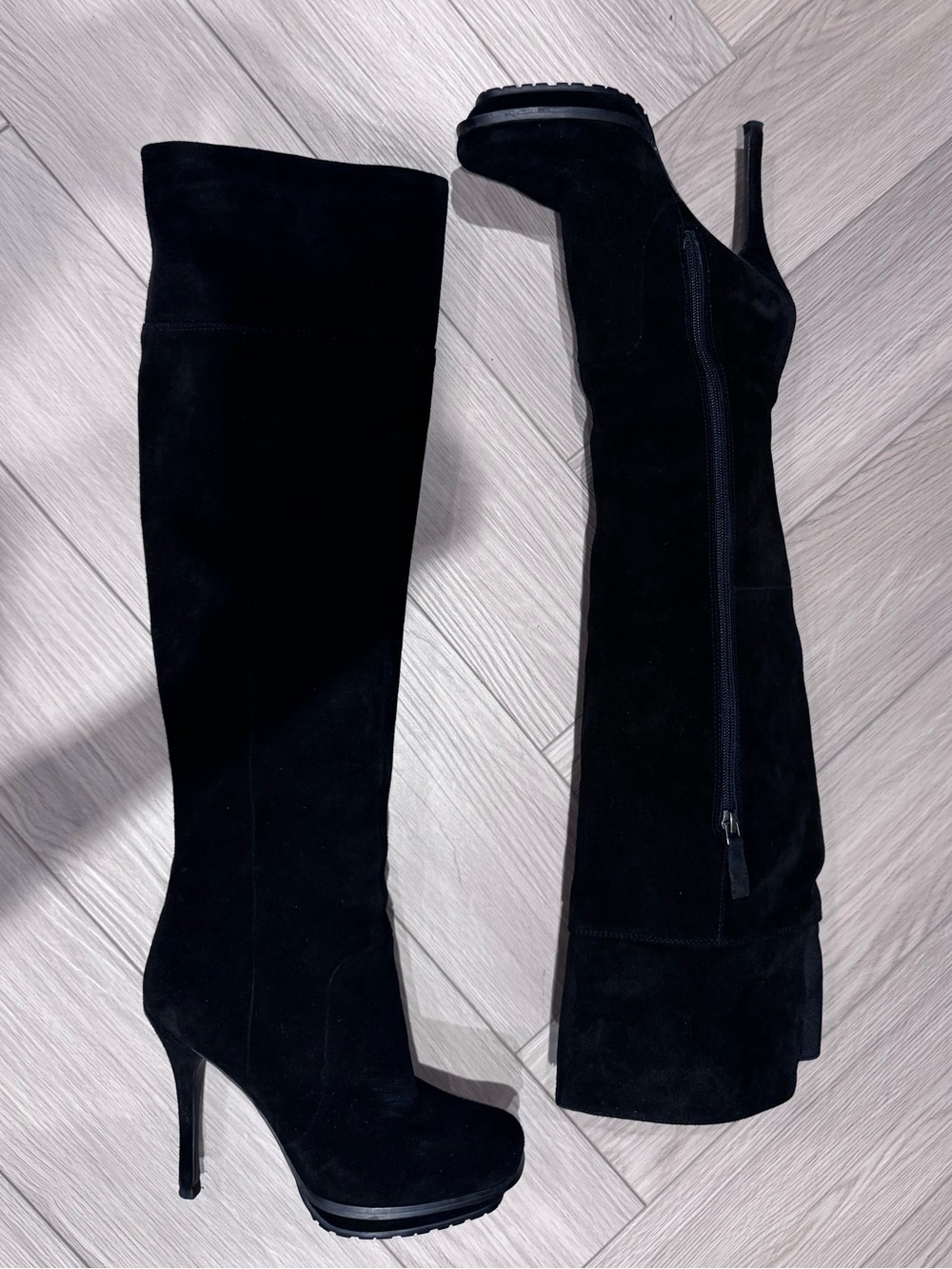 Miss Sixty Black Suede Over-the-Knee Stiletto Boots